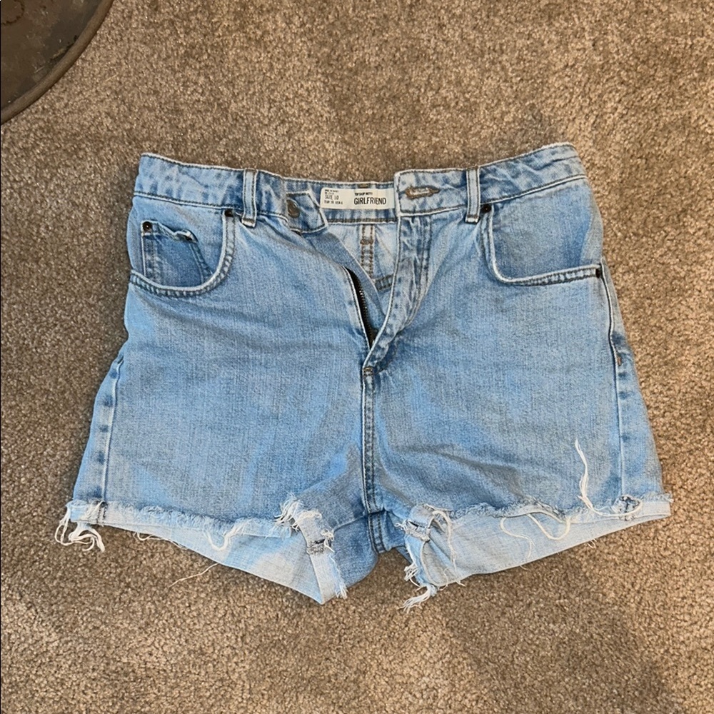 Topshop Blue Jean Shorts Distressed Cut-Offs